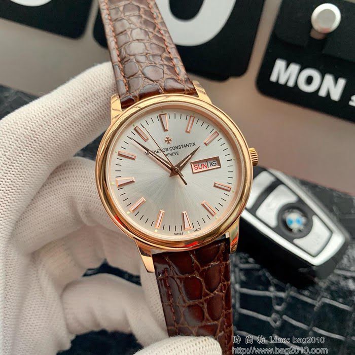 江詩丹頓 Vacheron Constantin 傳承系列 經典大三針 自動機械 小牛皮錶帶 精選男士腕表  wssb3854